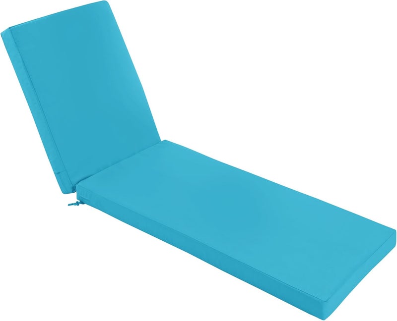 Summsun Chaise Lounge Cushions Outdoor - Waterproof and Fade Resistant Sun Lounger Replacement Cushions - Patio Lounger Pads with Removable Cover for Pool, Deck, Lawn, 80 x 26 x 3 Inch, Teal - Image 1